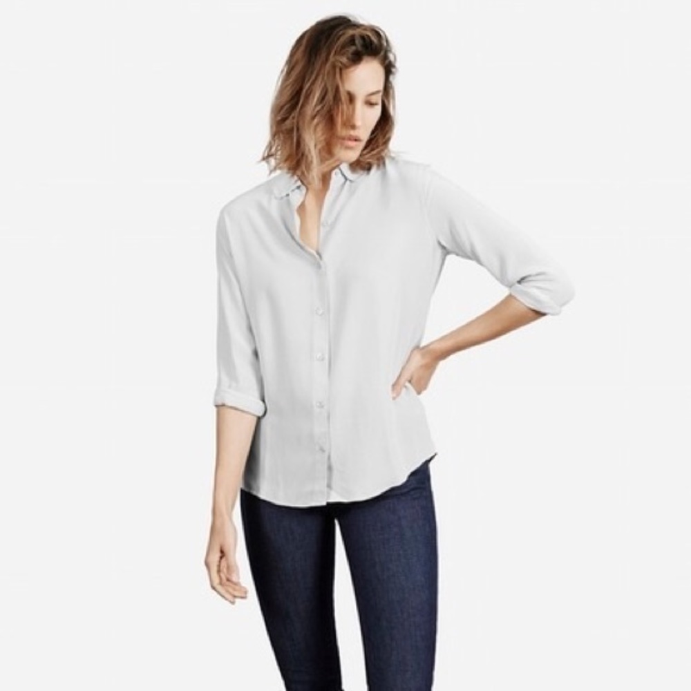 Everlane Silk Round Collar Button-Down